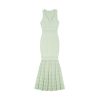 Elegant Sleeveless V-Neck Beaded Mid-Length Knit Mermaid Dress Skin-Friendly Cooling