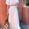 French Riviera Breathable Cotton Broderie Anglaise Maxi Skirt