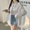 Women's Loose French Long Sleeve Polo Collar Elegant Office Shirt