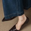 Women's French Sheepskin Pointed Toe Stiletto Heel Pumps Classic Dress Shoes