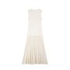 Elegant Summer Sleeveless Crewneck Rhinestone Pleated Midi Knit Dress
