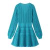 Skin-Friendly Cooling Elegant V Neck Long Sleeve Hollow Out High Waist Midi Knit Dress