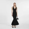 Elegant Sleeveless V-Neck Beaded Mid-Length Knit Mermaid Dress Skin-Friendly Cooling