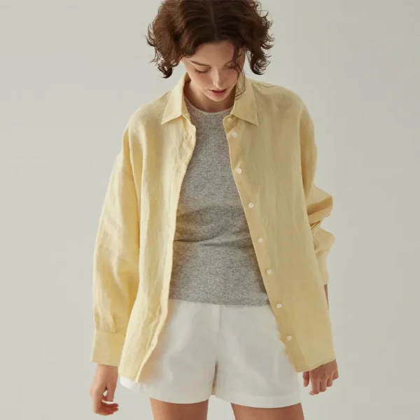 Minimalist Casual Breathable Linen Loose Fit Long Sleeve Shirt