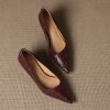 Women's French Sheepskin Pointed Toe Stiletto Heel Pumps Classic Dress Shoes