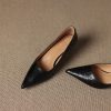 Women's French Sheepskin Pointed Toe Stiletto Heel Pumps Classic Dress Shoes