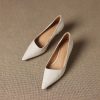 Women's French Sheepskin Pointed Toe Stiletto Heel Pumps Classic Dress Shoes