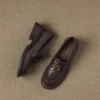 Women's Square Toe Block Heel Sheepskin Loafers