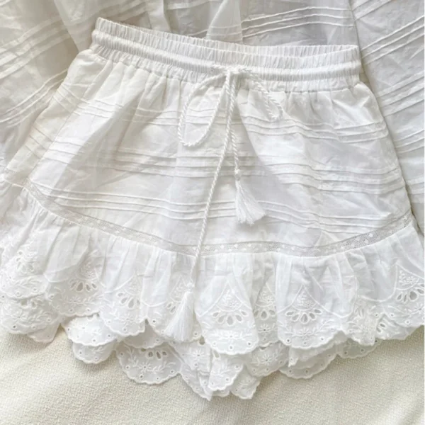 French Riviera White Breathable Cotton Broderie Anglaise Mini Skirt