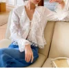 French Riviera Pure Cotton Broderie Anglaise Ruffled Blouse