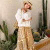 Boho White Breathable Cotton Broderie Anglaise Puff Sleeve Blouse