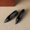 Women's Pointed Toe Wedge Heel Pumps Leather Dress Shoes