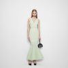 Elegant Sleeveless V-Neck Beaded Mid-Length Knit Mermaid Dress Skin-Friendly Cooling