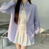 Women's Loose French Long Sleeve Polo Collar Elegant Office Shirt