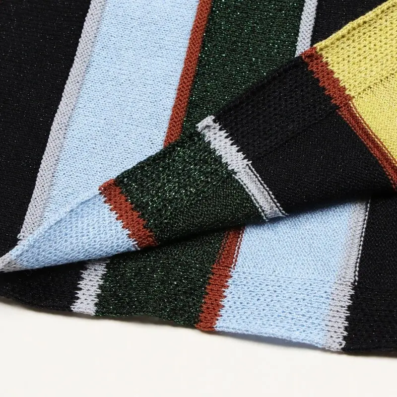 Skin-Friendly Cooling Womens Elegant Metallic Striped Sleeveless Knit High Waist Midi Dress