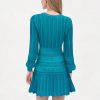 Skin-Friendly Cooling Elegant V Neck Long Sleeve Hollow Out High Waist Midi Knit Dress