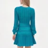 Skin-Friendly Cooling Elegant V Neck Long Sleeve Hollow Out High Waist Midi Knit Dress