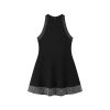 Skin-Friendly Cooling Womens Elegant Sleeveless Rhinestone Stud Black A Line Midi Knit Dress