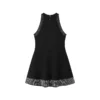 Skin-Friendly Cooling Womens Elegant Sleeveless Rhinestone Stud Black A Line Midi Knit Dress