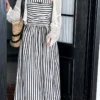 French Style Crinkled Striped Cotton Blend Spaghetti Strap Maxi Dress