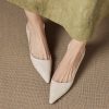 Women's French Sheepskin Pointed Toe Stiletto Heel Pumps Classic Dress Shoes