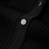 Women Black Rhinestone Collar Buttoned Short Sleeve Knit Midi Dress