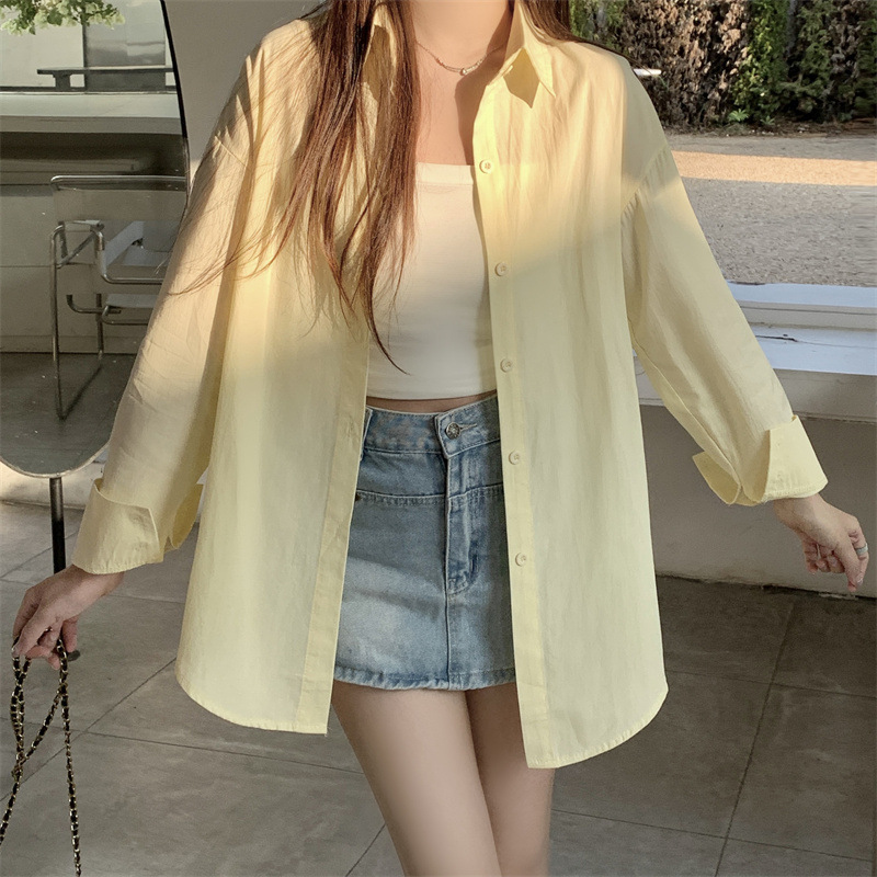 Women's Loose French Long Sleeve Polo Collar Elegant Office Shirt