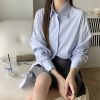 Women's Loose French Long Sleeve Polo Collar Elegant Office Shirt