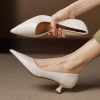Women's French Sheepskin Pointed Toe Stiletto Heel Pumps Classic Dress Shoes