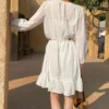 French Riviera Breathable Cotton Broderie Anglaise Midi Shirt Dress