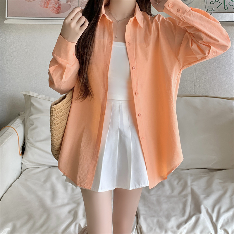 Women's Loose French Long Sleeve Polo Collar Elegant Office Shirt