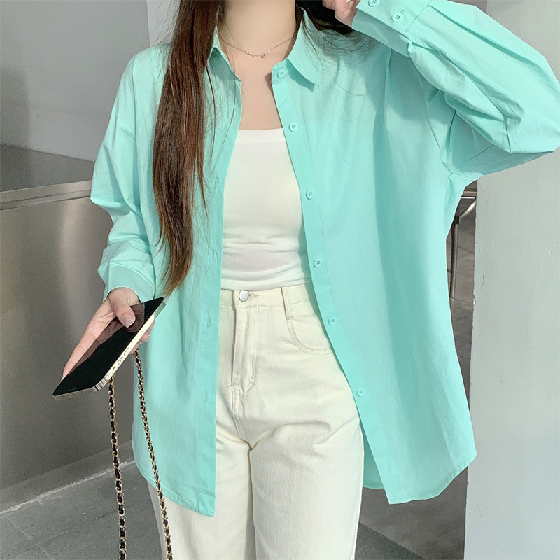 Women's Loose French Long Sleeve Polo Collar Elegant Office Shirt