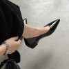 Womens Patent Leather Pointed Toe Wedge Pumps Classic Dress Shoes