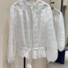 French Riviera Breathable Cotton Broderie Anglaise Long Sleeve Blouse