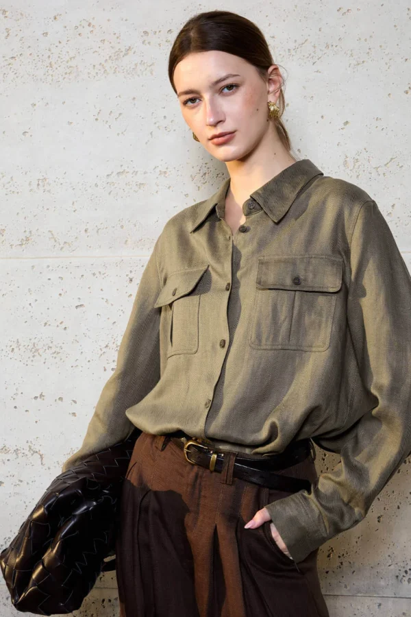 Timeless Wrinkle Free Sustainable Lyocell Linen Utility Shirt