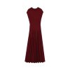 Elegant Wrinkle Free Wool Sleeveless A Line Midi Dress High Waist