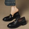 Women's Square Toe Block Heel Sheepskin Loafers