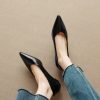 Women's Pointed Toe Wedge Heel Pumps Leather Dress Shoes