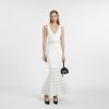 Elegant Sleeveless V-Neck Beaded Mid-Length Knit Mermaid Dress Skin-Friendly Cooling