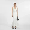 Elegant Sleeveless V-Neck Beaded Mid-Length Knit Mermaid Dress Skin-Friendly Cooling