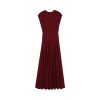 Elegant Wrinkle Free Wool Sleeveless A Line Midi Dress High Waist