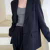 Minimalist Breathable Lyocell Linen Womens Slouchy Blazer