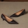 Women's French Sheepskin Pointed Toe Stiletto Heel Pumps Classic Dress Shoes
