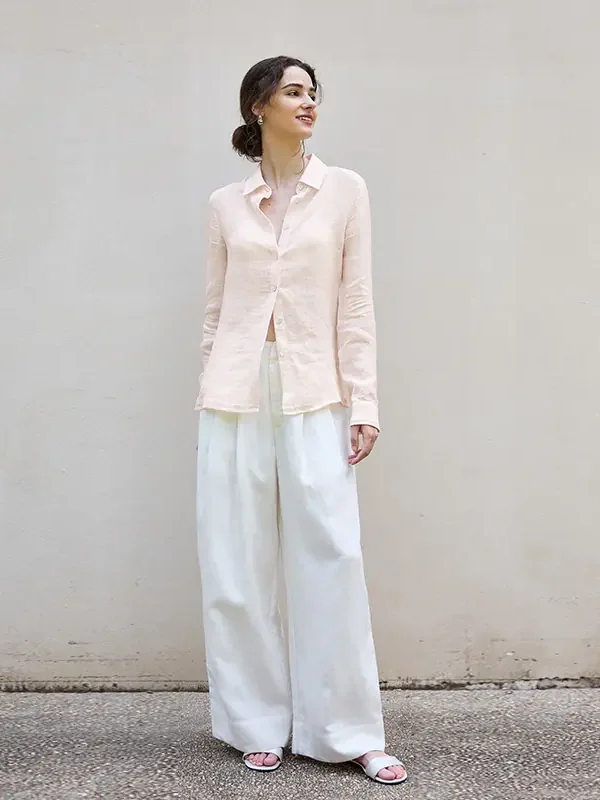 Minimalist Sustainable Breathable Linen Long Sleeve Shirt