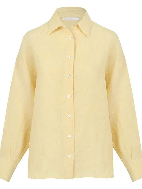 Minimalist Casual Breathable Linen Loose Fit Long Sleeve Shirt