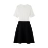 Womens Skin-Friendly Cooling High Waist A Line Short Sleeve Knit Midi Work Dress