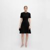 Womens Skin-Friendly Cooling High Waist A Line Short Sleeve Knit Midi Work Dress