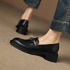 Women's Square Toe Block Heel Sheepskin Loafers