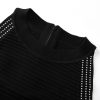 Skin-Friendly Cooling Womens Elegant Sleeveless Rhinestone Stud Black A Line Midi Knit Dress