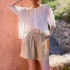 French Riviera Breathable Sustainable Tencel Linen Pleated Shorts